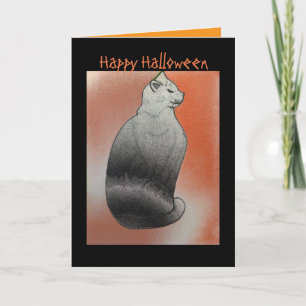 Carte de Halloween éditable Chat Noir