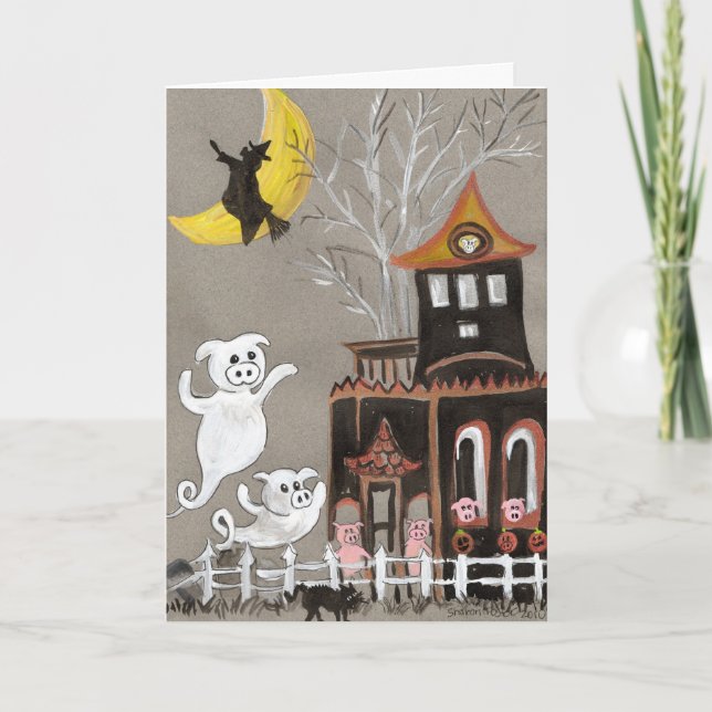 CARTE de Halloween hantée par fantômes de Chambre (Devant)