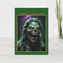 Carte de Halloween Monstre Serpent Vert