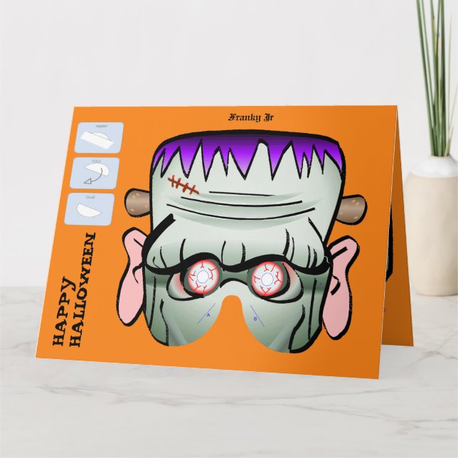 Carte de Halloween XL de masque de papier de (Devant)