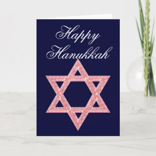 Carte de Hanukkah Étoile de David Bijou Rose 1