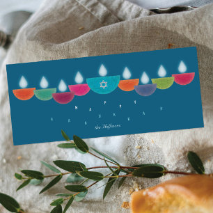 Carte de Hanukkah Menorah de lampe à huile color