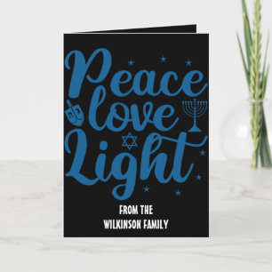 Carte de Hanukkah Paix, Amour, Lumière