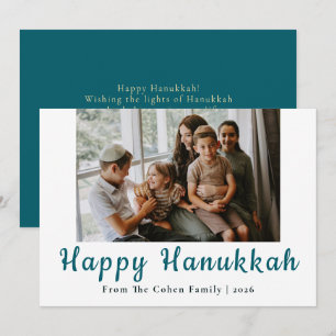 Carte de Hanukkah photo famille 1 calligraphie ble
