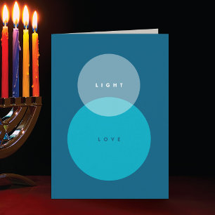 Carte de Hanukkah pliée bleu et sarcelle Moderne L