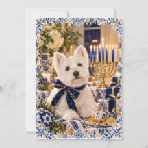 Carte de Hanukkah Westie à plat