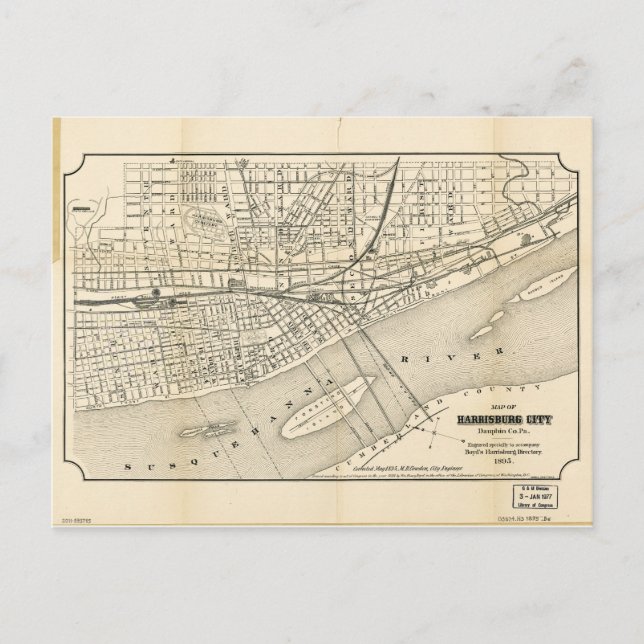 Carte de Harrisburg City, Pennsylvanie (1895) (Devant)