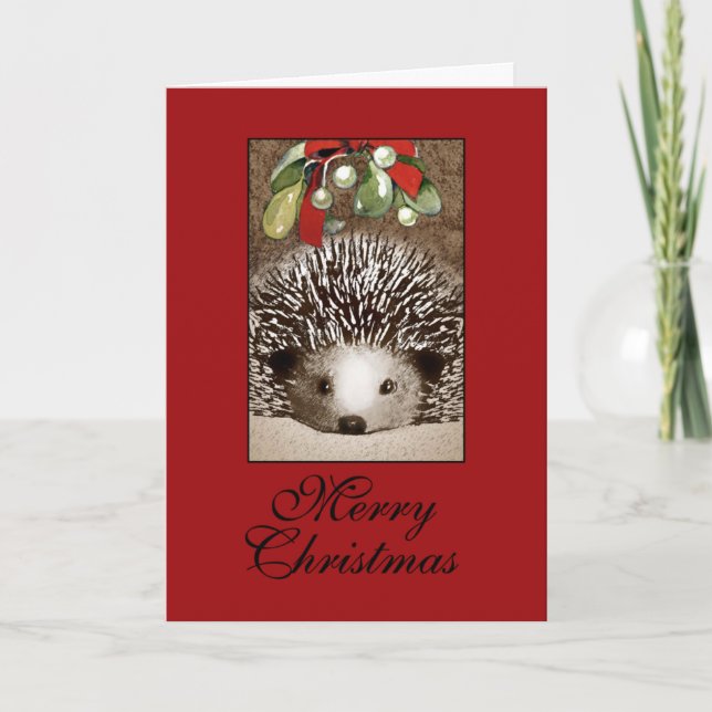 Carte de hérisson de Noël (Devant)