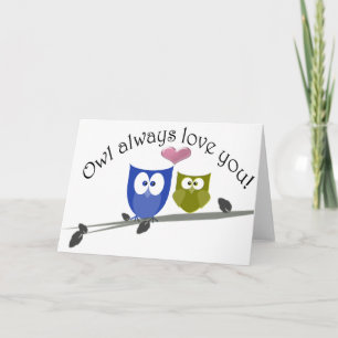 Carte De hibou amour toujours vous, art mignon de hiboux