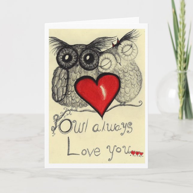 Carte De hibou amour toujours vous… (Carte de voeux pour (Devant)