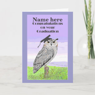 Carte de hibou de félicitations d'obtention du