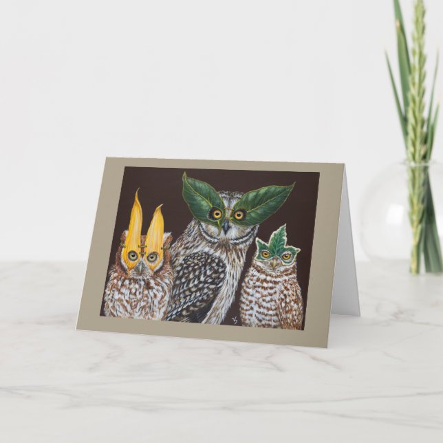 Carte de hibou mascarade (Devant)