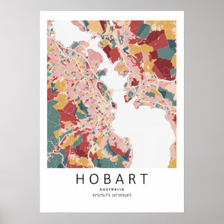 Carte de Hobart Tasmanie | Affiches d'art mural de