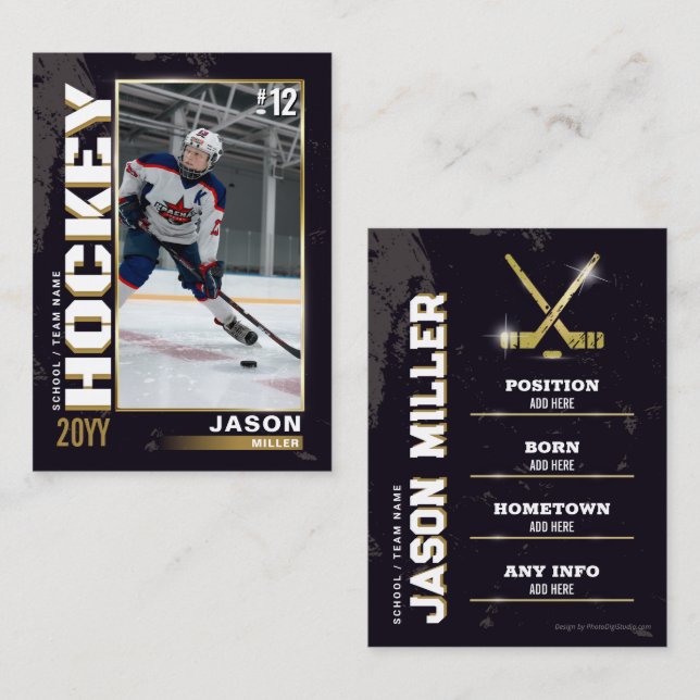Carte de hockey Carte de joueur de hockey Black Go (Devant / Derrière)