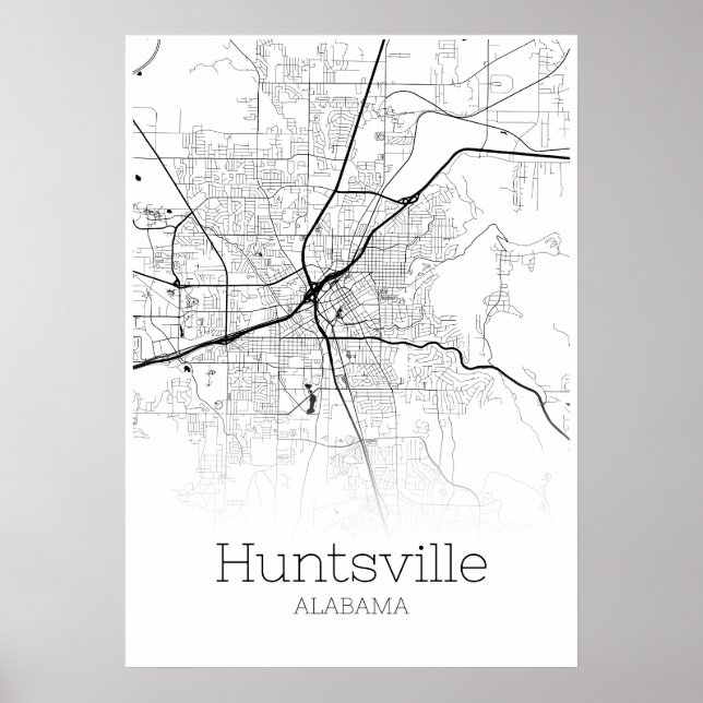 Carte de Huntsville - Alabama - Poster de carte de (Devant)