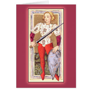 Carte de jeu antique de tarot : Jack des épées