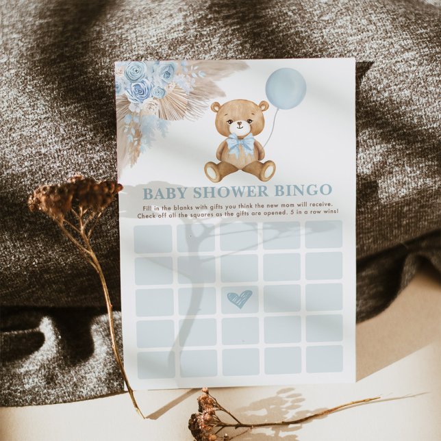 Carte de jeu Baby shower Bingo Bingo Boho Teddy Be (Créateur téléchargé)