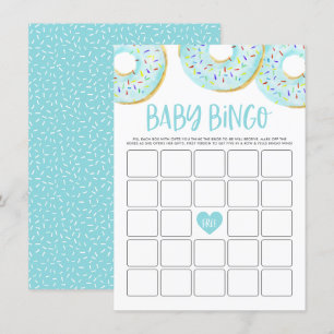 Carte de jeu Baby shower Bingo Donuts bleu