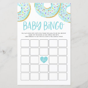 Carte de jeu Baby shower Bingo Donuts bleu