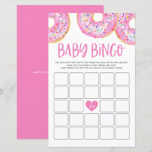 Carte de jeu Baby shower Bingo Donuts Rose
