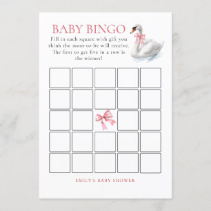 Carte de jeu Baby shower de bingo de cygne