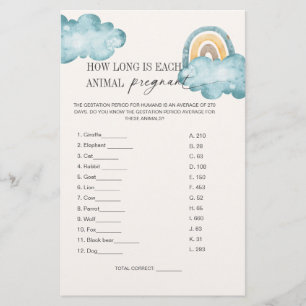 Carte de jeu Baby shower de la manifestation anima