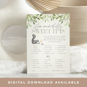 Carte de jeu Baby shower d'écureuil de bois