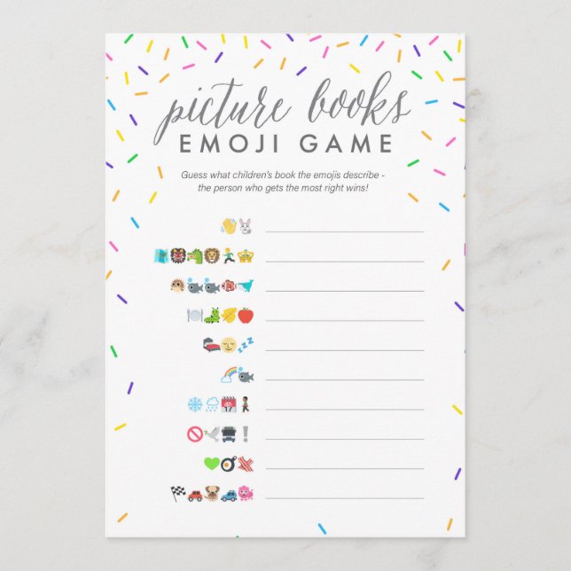 Carte de jeu baby shower Emoji - Livres photos (Devant)