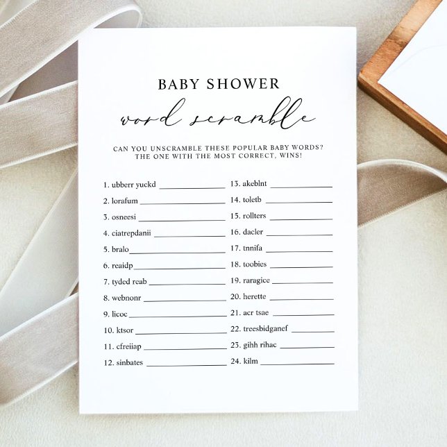 Carte de jeu Baby shower EVELYN Word Scramble (Créateur téléchargé)