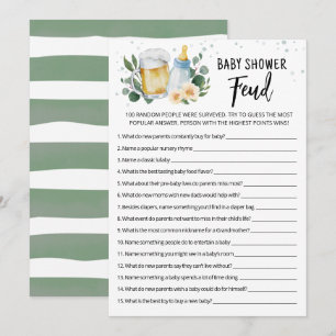 Carte de jeu Baby shower Feud pour brasserie verdo