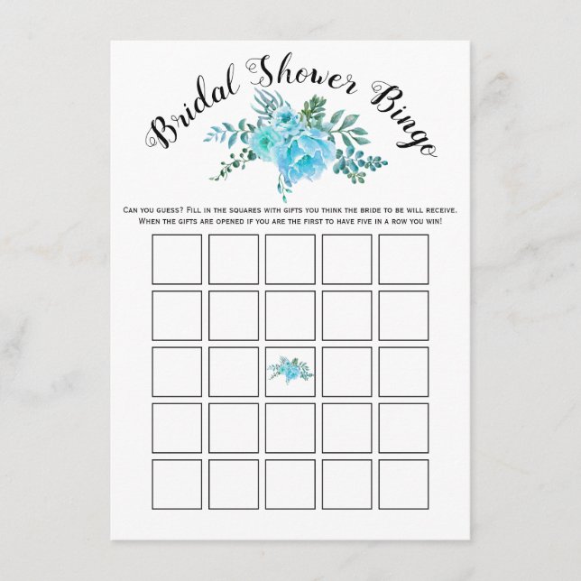 Carte de jeu Bingo de bingo de fleurs d'aquarelle  (Devant)