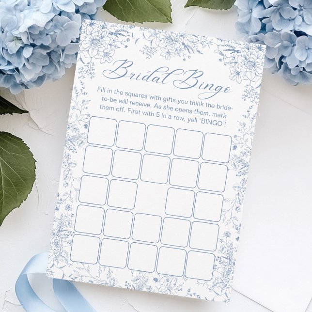 Carte de jeu Bingo de Fête des mariées bleue (Créateur téléchargé)
