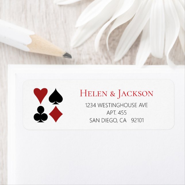 Carte de Jeu Blanc Noir Convient Las Vegas Mariage (En situation)
