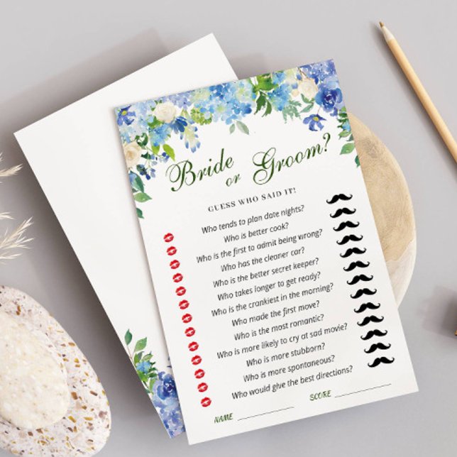 Carte de jeu Blue Hydrangea Floral Fête des mariée (Créateur téléchargé)