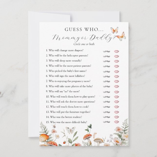Carte de jeu Boho Baby shower maman ou papa (Devant)