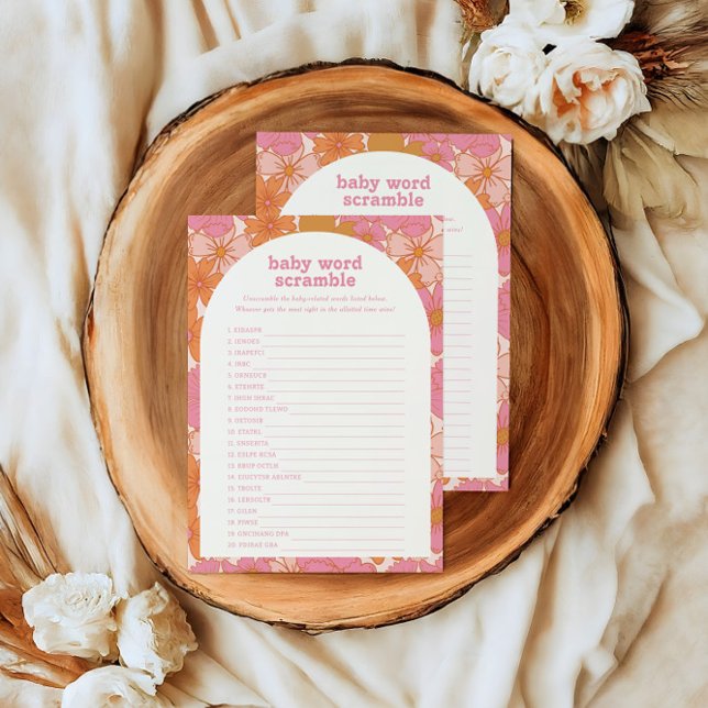 Carte de jeu Boho Retro Super Floral Word Scramble (Créateur téléchargé)