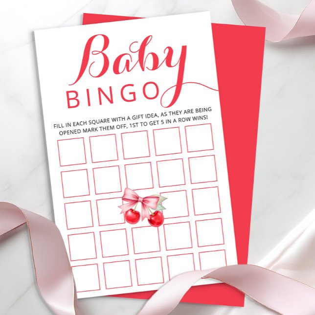 Carte de jeu Cherry Baby Bingo | Activité baby sho (Baby Bingo Baby Shower Game)