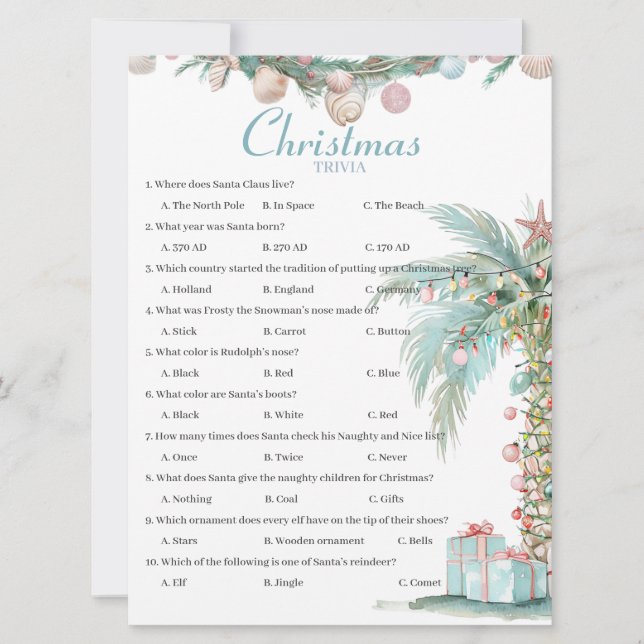 Carte de jeu Coastal Christmas Trivia (Devant)
