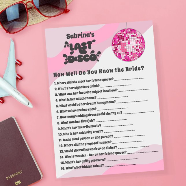 Carte de jeu Combien Connaissez-Vous la Mariée Bac (Créateur téléchargé)