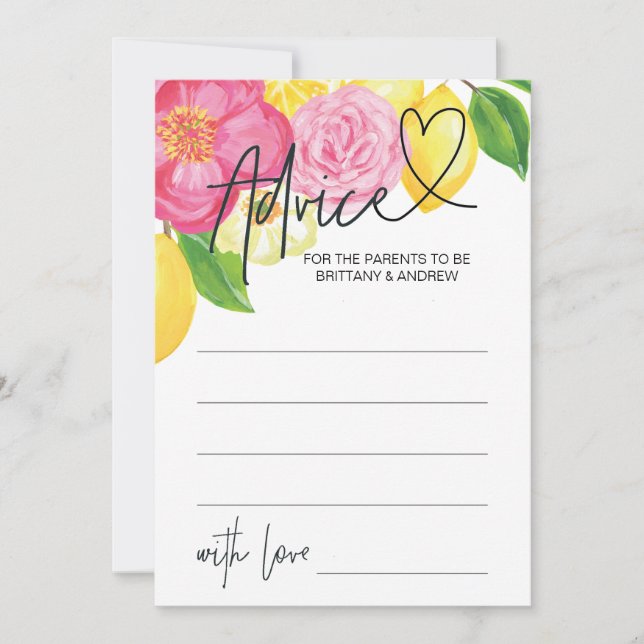 Carte de jeu Conseils sur les Baby showers floraux (Devant)