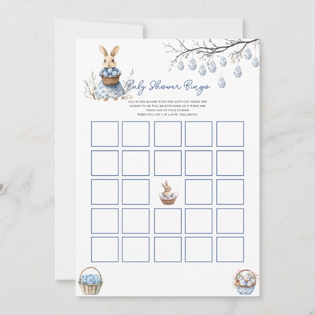 Carte de jeu de Baby shower de Bingo Chinoiserie d (Devant)