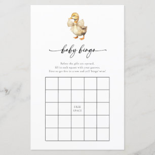 Carte de jeu de Baby shower de canard d'aquarelle