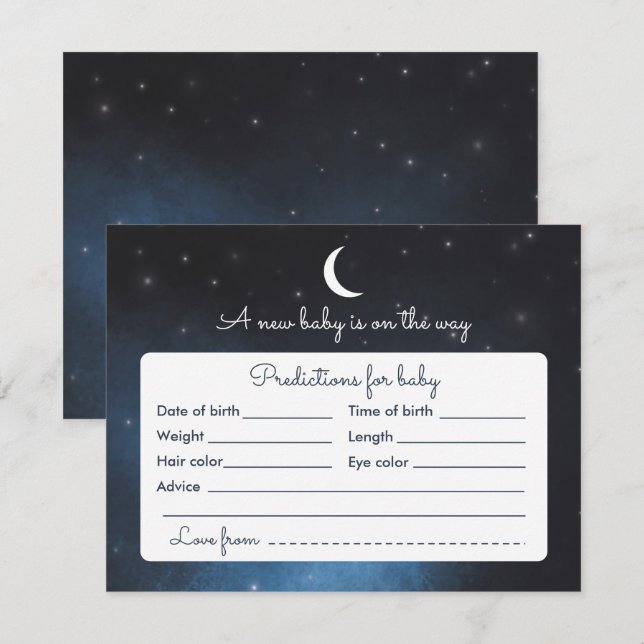 Carte de jeu de baby shower de nuit étoilée de (Devant / Derrière)