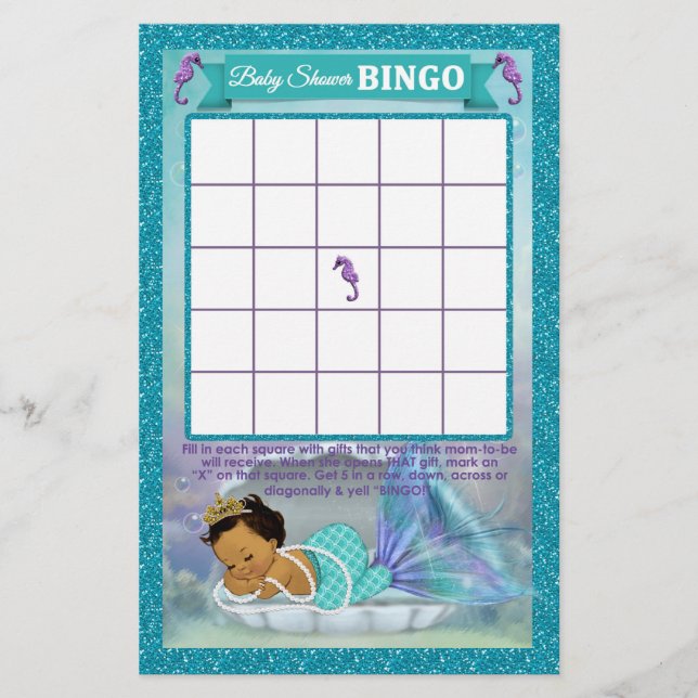 Carte de jeu de Baby shower de sirène #136 (Devant)