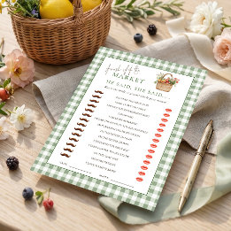 Carte de jeu de baby shower Gingham Market He She