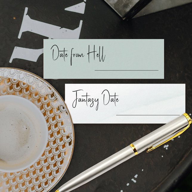Carte de jeu de Baby Shower Mariage Fantaisie Date (Fun bridal shower activity where guests can suggest a celebrity for a fantasy date or date from hell)