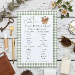 Carte de jeu de Baby Shower Mariage Gingham Marché