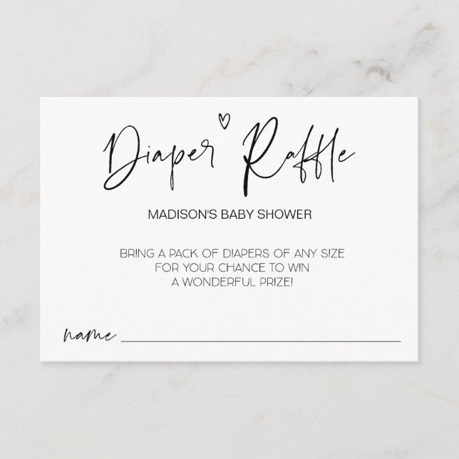 Carte de jeu de Baby shower moderne Diaper Raffle (Devant)