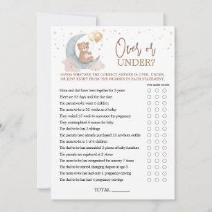 Carte de jeu de baby shower 'Over Or Under Game Ov