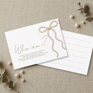 Carte de jeu de Baby Shower "Pearl Bow Qui suis-je